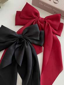 1pc Bohemian Style Double Bow Satin Hair Clip, Simple & Elegant Hair Accessory, Claw Clips, Clips For Hair, Hair Slide, Hair Claws