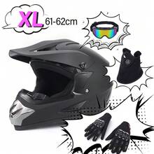Off-Road Motorbike Full Face Helmet For Adult Dirt Bike UTV Off-Road Helmet Goggles Gloves And Face Mask Matte Black DOT - L - View 4
