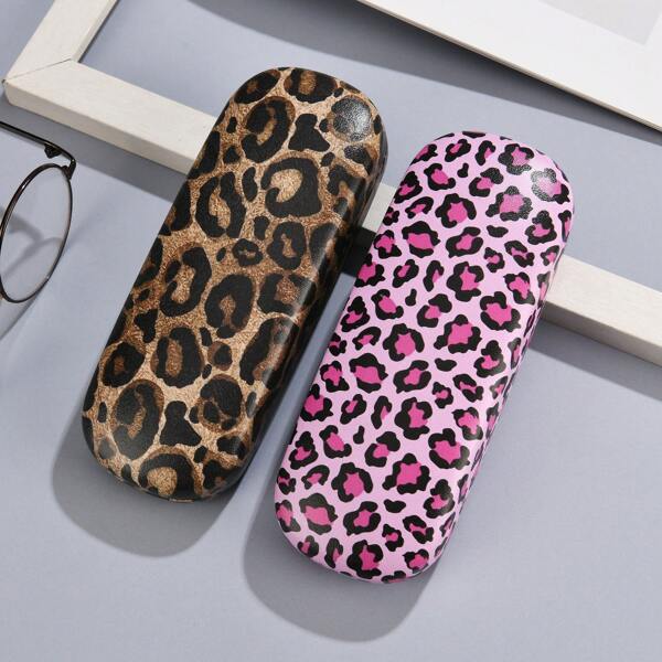 1pc Leopard Print Eyeglasses Case, Women's Sunglasses Case, Fashion Versatile, Shockproof Eyewear Storage Box