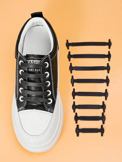 16pcs/Set Silicone No Tie Shoelaces, Elastic Shoelaces Suitable For Sneakers, Casual Shoes, Sports Shoes Summer Daily Wear