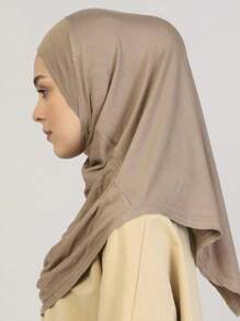 1 Stück einfarbige Frauenkopfbedeckung, modisch vielseitig bequemer Polyester Plissee Kopftuch, praktisches Kopftuch, Tudong, sofort lange Khimar Hijab, geeignet für den täglichen Gebrauch, alle Jahreszeiten