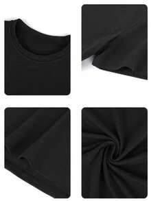 200g Pure Cotton T-Shirt 2025 Summer Ladies New Short Sleeve Pure Cotton Holiday Pattern Short Sleeve Round Neck Couple Wear Small Shirt Tops - 黑色 - 查看 4