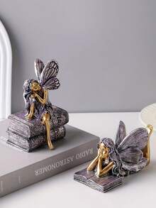 迷人的仙女花园雕塑，树脂阅读天使女孩雕像，庭院和花园的艺术草坪装饰，神奇的户外装饰品