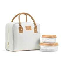 Cool SummerLunch Bag For Women Insulated Womens Lunch Bag For Work Leakproof And StainResistant Large Lunch Box For Women With Containers Zipper Closure Bloomington Bag Ivory Woven - Ngà voi - Xem 1