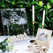 2025Hot SaleAerWo Wedding Guest Book, Guest Book Wedding Reception, Acrylic Guest Book Drop Box With Stand, Plywood Box, Wooden Hearts And Marker Pen, Wedding Signs Ceremony And Reception
