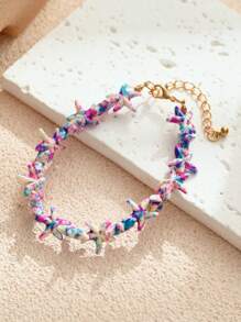 1/2/3/6/9pcs Multi-Color Natural Shell Asymmetrical Stone Sea Star Necklace Bracelet Set, Suitable For Women Spring/Summer Daily, Beach, Holiday & Casual Wear