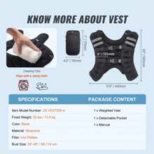 VEVOR Weighted Vest, 30 Lbs Weight Vest With Reflective Stripe, Adjustable Buckle Body Weight Vest For Men Women, Workout Equipment
