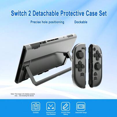 适用于 2 的 2 个可拆卸手柄保护套 + 1 个主机保护套套装，防震、防爆、防刮、防汗，提升游戏体验