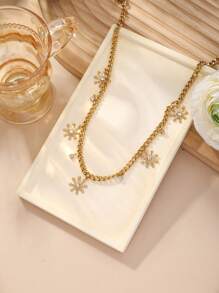 1 Stück 18 Karat Goldplattierte dicke Kette mit herzförmigem Anhänger aus rostfreiem Stahl, geeignet für den täglichen Gebrauch von Frauen und als Urlaubsgeschenk