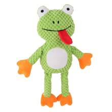 Juguetes para mascotas, muñeco de trapo para masticar y rana interactiva de peluche con forma de rana, resistente a mordiscos y con chillido