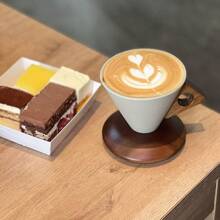 CEEFU Pottery Coffee And Tea Cup With Wood Saucer, Best For Latte, Cappuccino, Tea Or Espresso