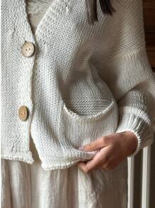 Women Retro Casual Cardigan - Soft Acrylic Loose Long Sleeve Casual Elegant Jacket, Autumn/Winter