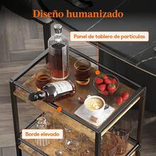 Lifewit Tres Capas de Barra de Servicio rodante, Cocina de Madera y Metal con Ruedas, Coche de Almacenamiento de Isla, Negro - Negro - Ver 5