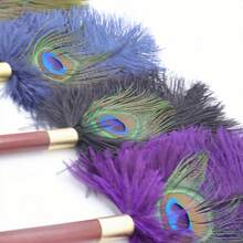 28-47cm künstliche Feder mit Nussholzgriff Staubwedel, mit Quasten Haushalts Staub Wischer Bürste Griff Entfernung und Reinigungsornament, antistatisch Entfernungs Duster Fellendreinigungsutensilien