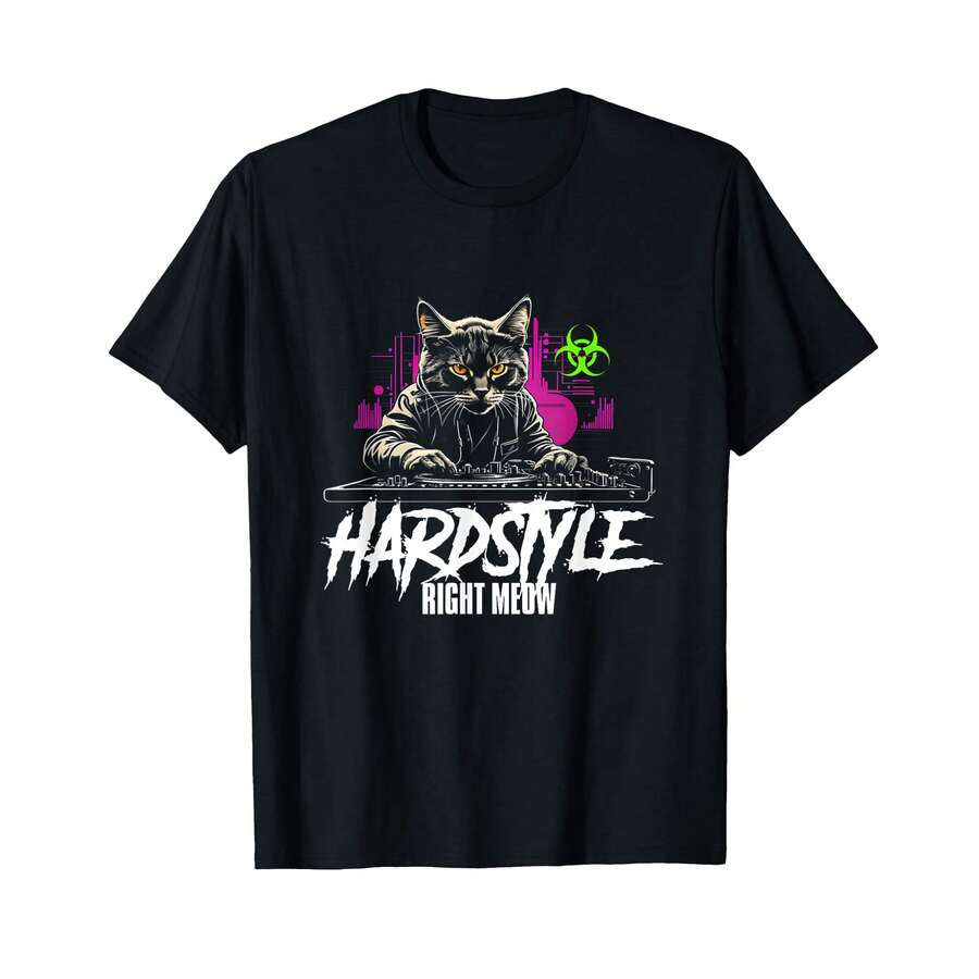 Hardstyle Outfit Cat Djs Hardstyle Right Meow T-Shirt; ET Christmas Gifts - Black - View 1