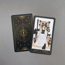 1 pièce - Cartes dorées Wyspell - Un élégant ensemble noir et or, parfait pour les débutants, idéal pour les fêtes et les rassemblements, cartes de jeu de magie en carton épais avancées, utilisées pour la prophétie et la divination