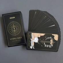 1 pièce - Cartes dorées Wyspell - Un élégant ensemble noir et or, parfait pour les débutants, idéal pour les fêtes et les rassemblements, cartes de jeu de magie en carton épais avancées, utilisées pour la prophétie et la divination