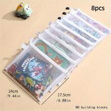 BUNKI 8 piezas Bolsas con cremallera de malla de gran capacidad tamaño A6/A5/A4 - Carpeta con cremallera con diseño de malla, estuche de lápices transparente, carpeta de almacenamiento de rompecabezas, maletín con cremallera, para organizar y viajar