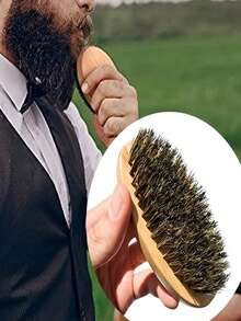 2 件/3 件胡须刷和梳子套装，男士木制美容套装，包括胡须刷、双面木制胡须梳和剪刀，是男士胡须和头发护理的理想礼物