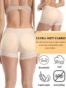 Women's Padded Butt Lifter Panties Tummy Control Shapewear Boyshorts Hip Pads Enhancer Shorts Lace Underwear Slimming Body Shaper Push Up Bottoms - 米色 - 查看 5