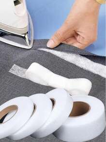 Cinta de entretela de tela no tejida de doble cara con bordes termoadhesivos, para costura DIY, sombreros, dobladillos de ropa; material de nylon, blanco; accesorios de costura; tela no tejida; ajustador de largo para vaqueros y ropa; accesorios de costura; cinta para dobladillos; uso doméstico; forro adhesivo de tela no tejida; apto para reparación de ropa y manualidades; colores aleatorios