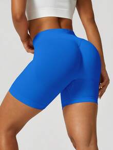 NcmRyu Women's Seamless Elastic Butt Lifting Shaping Yoga Fitness Gym Running Sports Shorts
