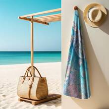 [1pc Quick-Drying Beach Towel] 1pc Extra Large Women's Quick-Drying Beach Towel, Vibrant Sea Turtle & Coral Reef Design, Lightweight & Super Absorbent, Ideal For Pool & Beach Vacation