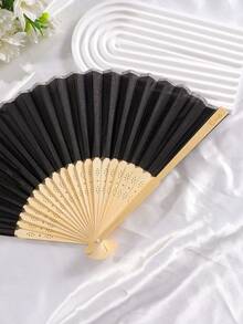 5把/1把白色新娘爱心印花丝绸木质折扇，竹制手持折扇，适合新娘、单身派对、婚礼、新娘送礼会装饰、伴娘礼物、单身派对拍照道具、婚礼装饰、新娘礼物、单身派对装饰和新娘送礼会配饰，派对和活动的绝佳选择，夏季配饰 - 彩色 - 查看 14