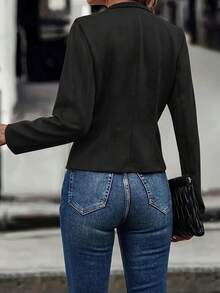 Plain    Casual  Elegant    Double Button  Button    Daily - màu đen - Xem 3