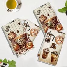 2pcs Coffee Enthusiast Kitchen Towels - Supersoft Polyester, Absorbent Dish Cloths With Latte & Cappuccino Art Prints - Great For Cafe Decor, Housewarming Gifts, Coffee Bar Accessories, 18*28in