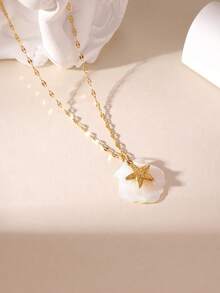 1 件 18K 不锈钢彩虹贝壳太阳海星海马吊坠项链，适合女性日常和度假佩戴（天然贝壳颜色和纹理可能略有不同） - 彩色 - 查看 9