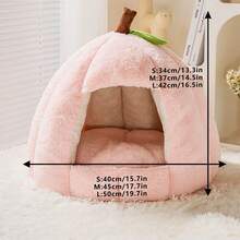 IUdog 四季猫狗床封闭式温暖冬季毛绒宠物窝，猫狗舒适睡垫，宠物用品 - 淺粉色 - 查看 10