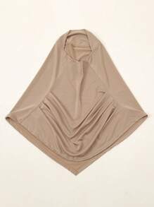 1 Stück einfarbige Frauenkopfbedeckung, modisch vielseitig bequemer Polyester Plissee Kopftuch, praktisches Kopftuch, Tudong, sofort lange Khimar Hijab, geeignet für den täglichen Gebrauch, alle Jahreszeiten