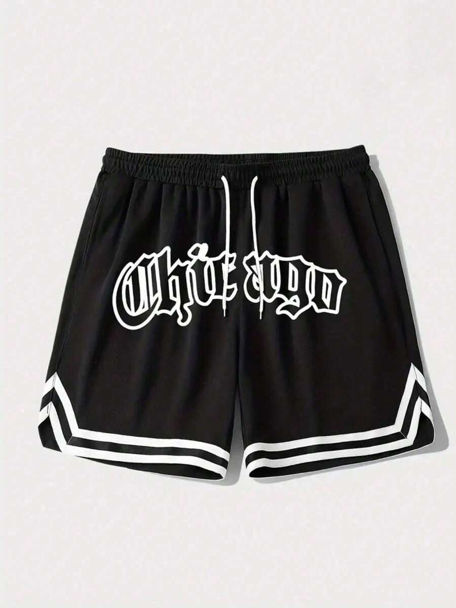 Drip Chicago Men's Street Basketball Style Bermuda Shorts - 黑色 - 查看 1