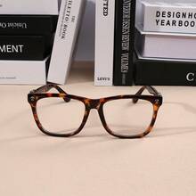 1pc Vintage Square Metal Frame Clear Lens Glasses, Unisex Retro Optical Eyewear - A - View 6