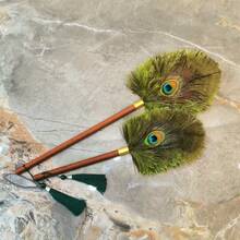 28-47cm künstliche Feder mit Nussholzgriff Staubwedel, mit Quasten Haushalts Staub Wischer Bürste Griff Entfernung und Reinigungsornament, antistatisch Entfernungs Duster Fellendreinigungsutensilien