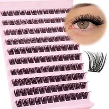 MEM 120/140Pcs Faux Mink D Curled Cluster Lashes, Natural Thick Reusable Lightweight DIY Lash Extensions For Beginners, Daily Travel Wedding Date Party Festival, Christmas Halloween Beauty Gift - D - View 13