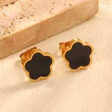 1 件 18K 金不锈钢黑白三叶草图案手链，白色珍珠母幸运四叶草珠子手链，适合女性、派对和日常佩戴，欧美风格 - 五葉草 - 查看 6