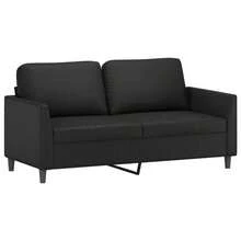 2-Seater Sofa Black Faux Leather, Metal, Foam Medium Durable-7822 - Multicolor - View 2