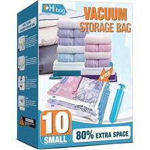 New Vacuum Storage Bags, 10 Small Space Saver Vacuum Seal Bags, Space Bags, Vacuum Sealer Bags For Clothes With Travel Hand Pump (10S) - 10-all - View 1