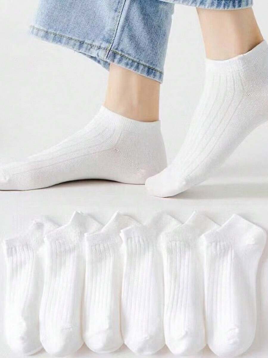 KIT 3 6 12Women's White Sports Socks With Stripes, Low Cut, Sizes 35-40, Cotton 35%, Polyester 62% - 白色 - 查看 1
