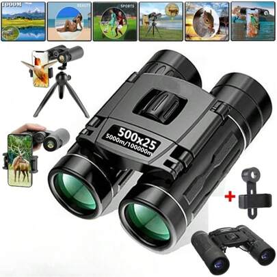 500X25 Portable Hd Zoom 5000M/100000M Binoculars Telescope Powerful Folding Long-Distance Vision Hunting Outdoor Camping Sports