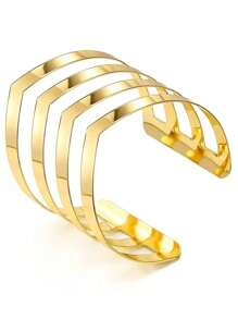 4-reihige luxuriöse, retromodische, verstellbare und stapelbare Armreifen, goldfarbene Metallbangles-Armbänder als Schmuckgeschenk für Frauen und Männer für den täglichen Gebrauch, Partys und Feiertage