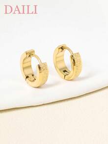 DAILI 不锈钢闪光小号环形耳环时尚流行女士珠宝礼物 1-3 对 - 銀色 - 查看 6