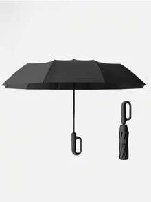 1pc Automatic Folding Umbrella With Buckle, 8 Ribs, Extra Large & Thick, Dual Use Sunshade & Rainproof, High Density Fabric, Lotus Leaf Repellent, Suitable For Men & Women, Portable, Wind & Rain Resistant, Dual Layer Protection, Random Handle Style (Rotating Or Buckle) - Multicolor - View 12