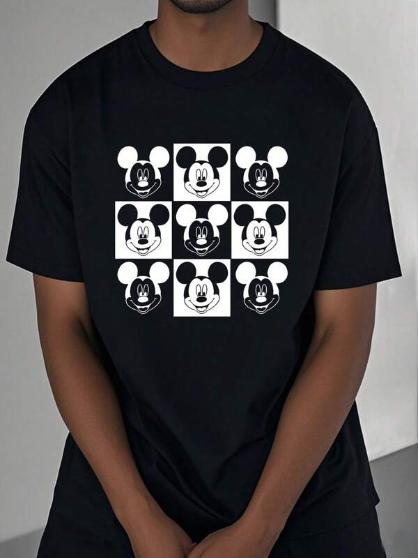 Co-Branded Casual Cartoon Print Short-Sleeved T-Shirt Men's Summer
