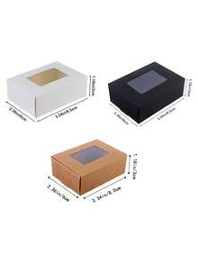 10pcs Kraft Paper Candy Gift Boxes With Window, Black/White/Pink, For Birthday Cake, Desserts And Sweets Valentine Day - Multicolor - View 4