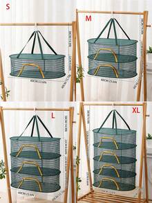 1 Secadora plegable de color verde, blanco y negro, para ropa, calcetines, bolsa de malla, artesanía de productos secos, a prueba de moscas, secado fresco, artesanía de almacenamiento - Multicolor - Ver 3