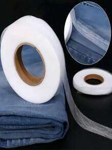 Cinta de entretela de tela no tejida de doble cara con bordes termoadhesivos, para costura DIY, sombreros, dobladillos de ropa; material de nylon, blanco; accesorios de costura; tela no tejida; ajustador de largo para vaqueros y ropa; accesorios de costura; cinta para dobladillos; uso doméstico; forro adhesivo de tela no tejida; apto para reparación de ropa y manualidades; colores aleatorios
