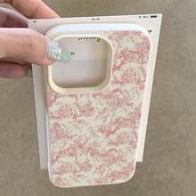 1 pieza Funda de teléfono elegante con patrón de animal del bosque rosa, de material de TPU floral rosa, compatible con Apple/Teléfonos, regalo de primavera - Blanco - Ver 5